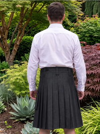 Kilt utility nero in denim da uomo su misura
