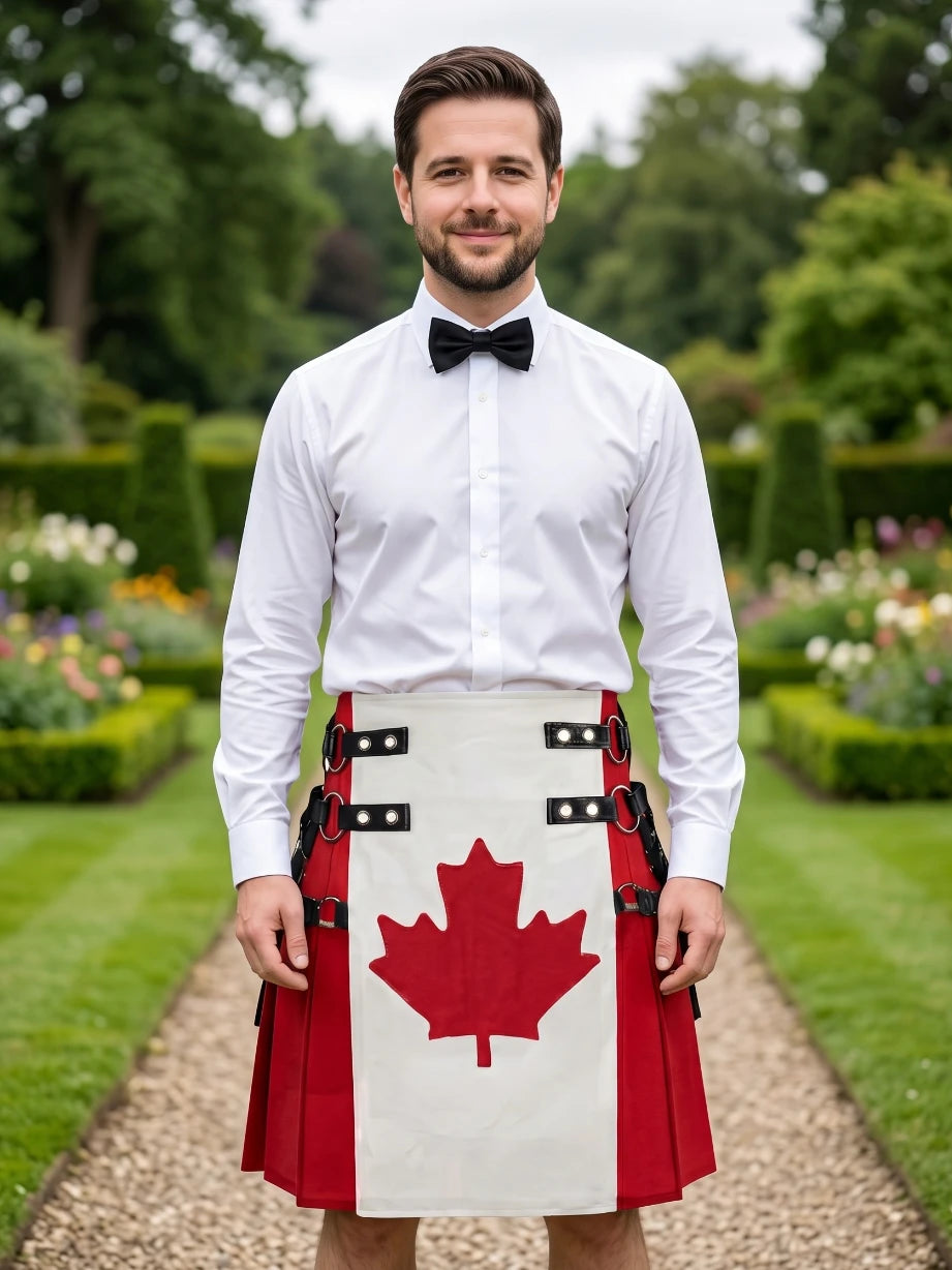 Kilt ibrido utility in cotone con bandiera canadese su misura