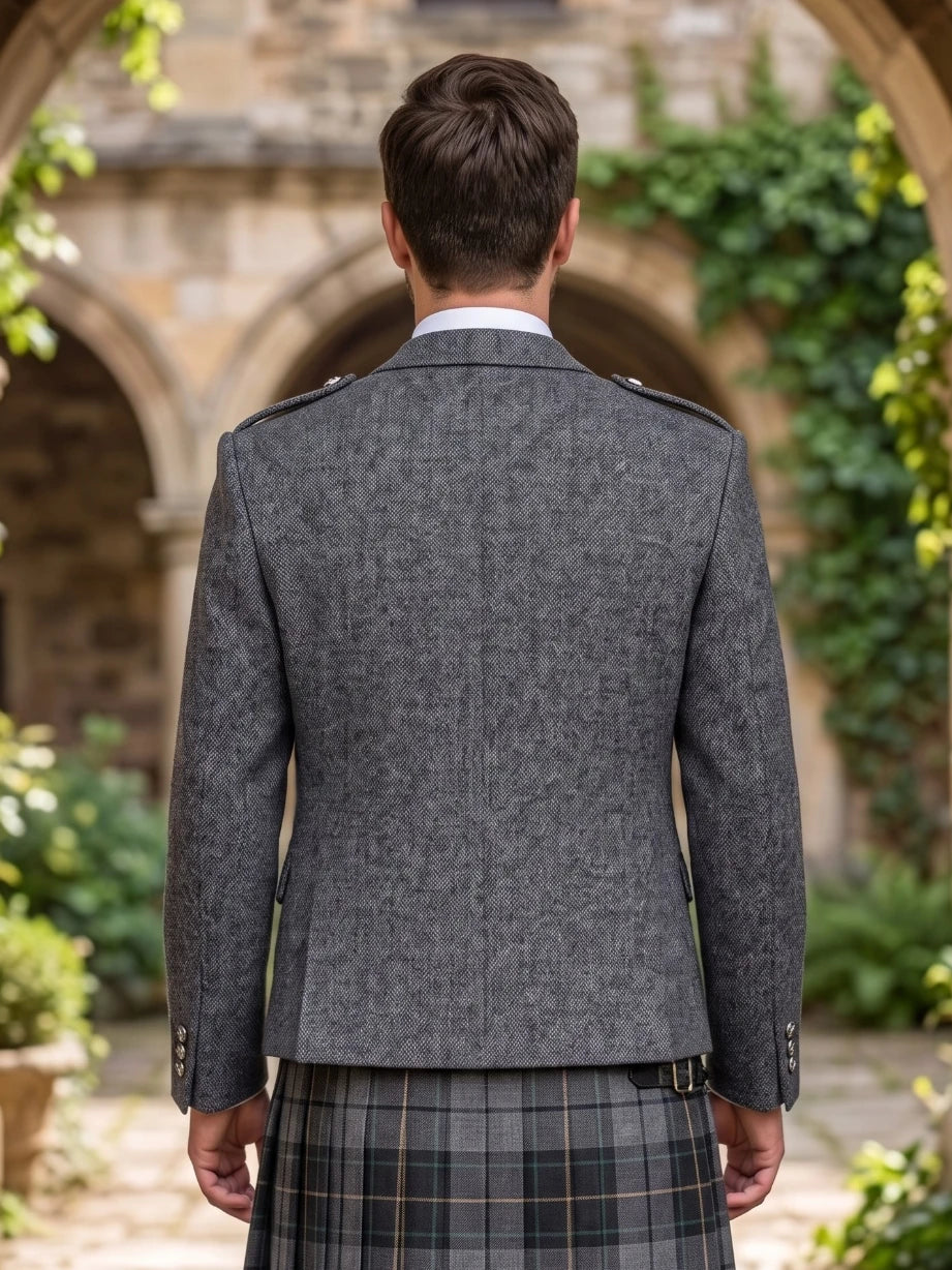 Giacca Argyle in Tweed Charcoal Herringbone