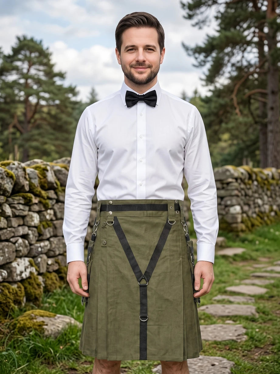 Kilt Utility Verde Oliva in Cotone Su Misura