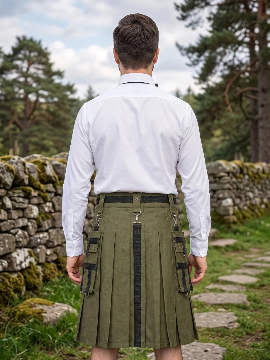 Kilt Utility Verde Oliva in Cotone Su Misura