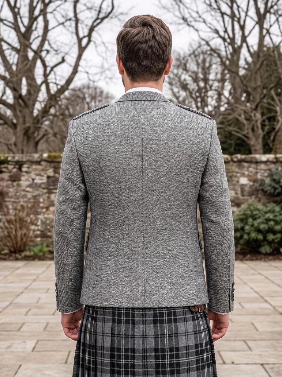 Giacca Kilt Argyle in Tweed Grigio con Gilet