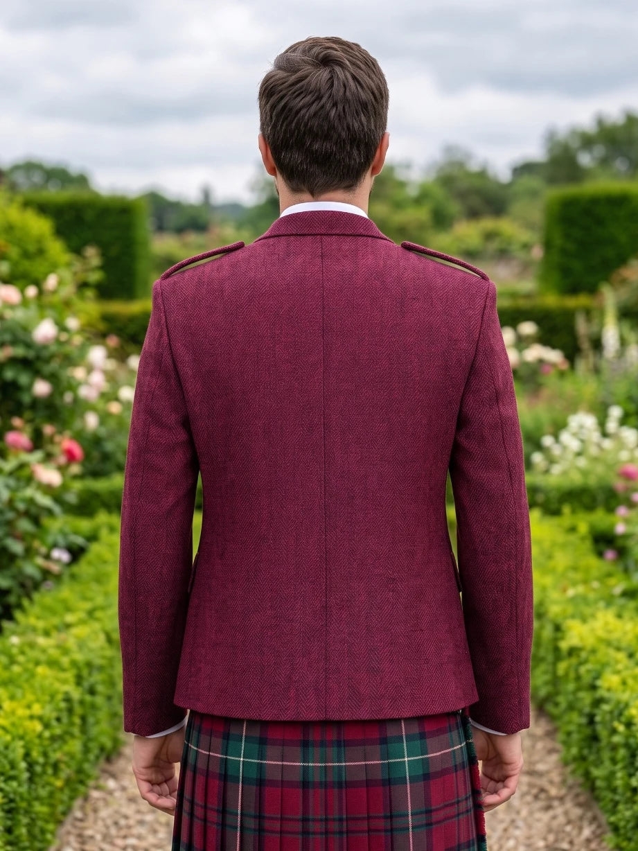 Giacca Kilt Argyle in Tweed Magenta con Gilet