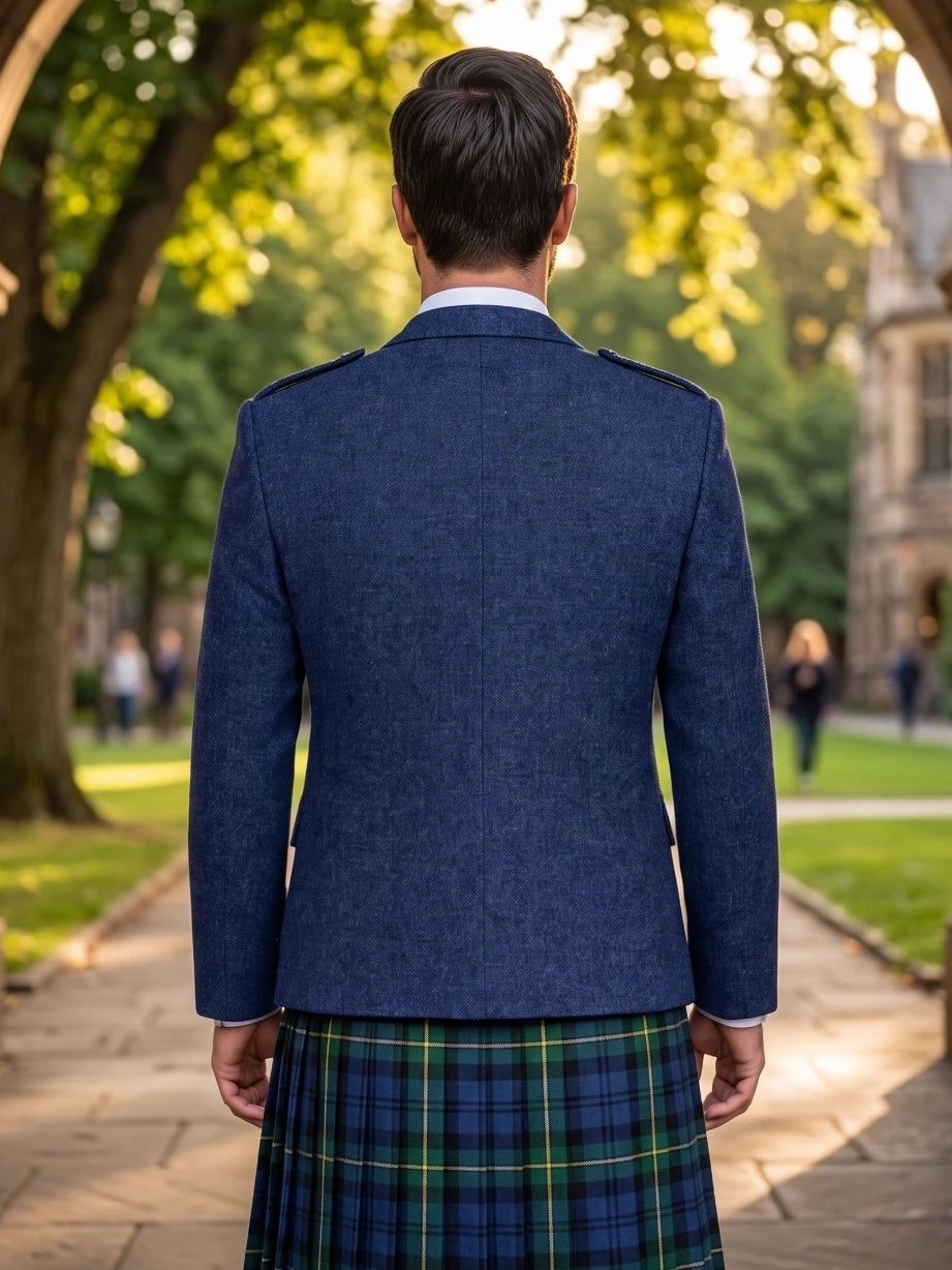 Giacca Kilt Argyle in Lana Blu Navy con Gilet