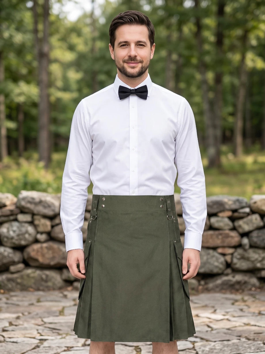 Kilt Utility Casual Verde Oliva Su Misura
