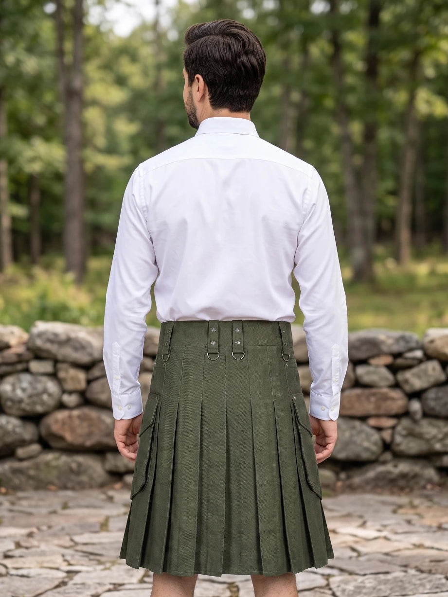Kilt Utility Casual Verde Oliva Su Misura