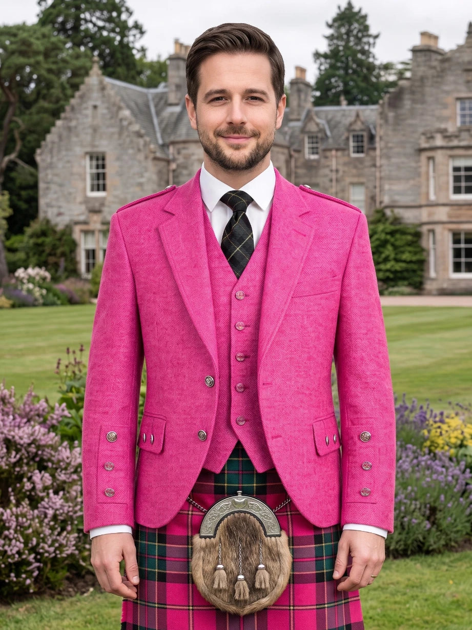 Giacca Kilt Argyle in Tweed Rosa con Gilet