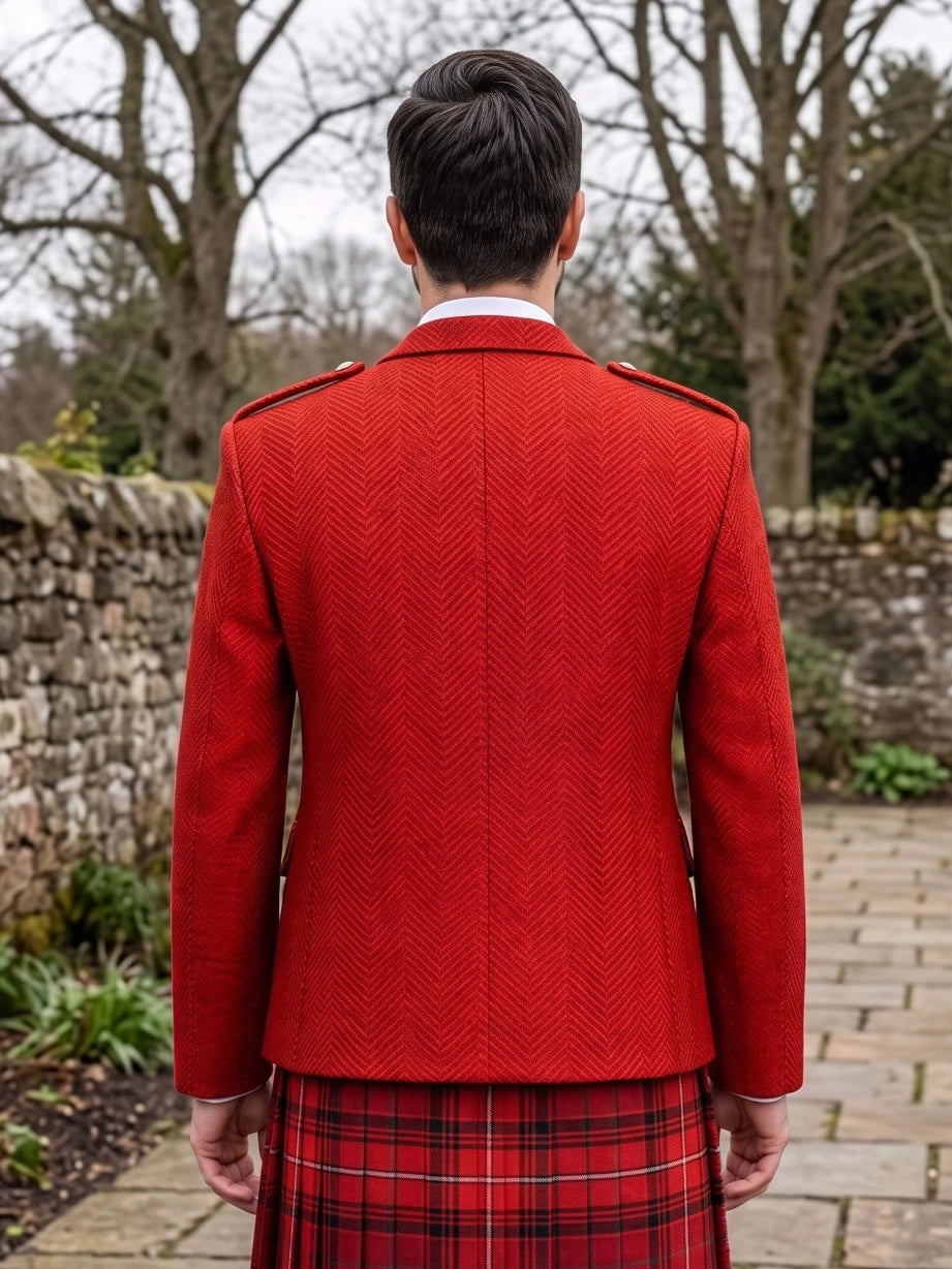 Giacca Kilt Argyle in Tweed Rosso con Gilet