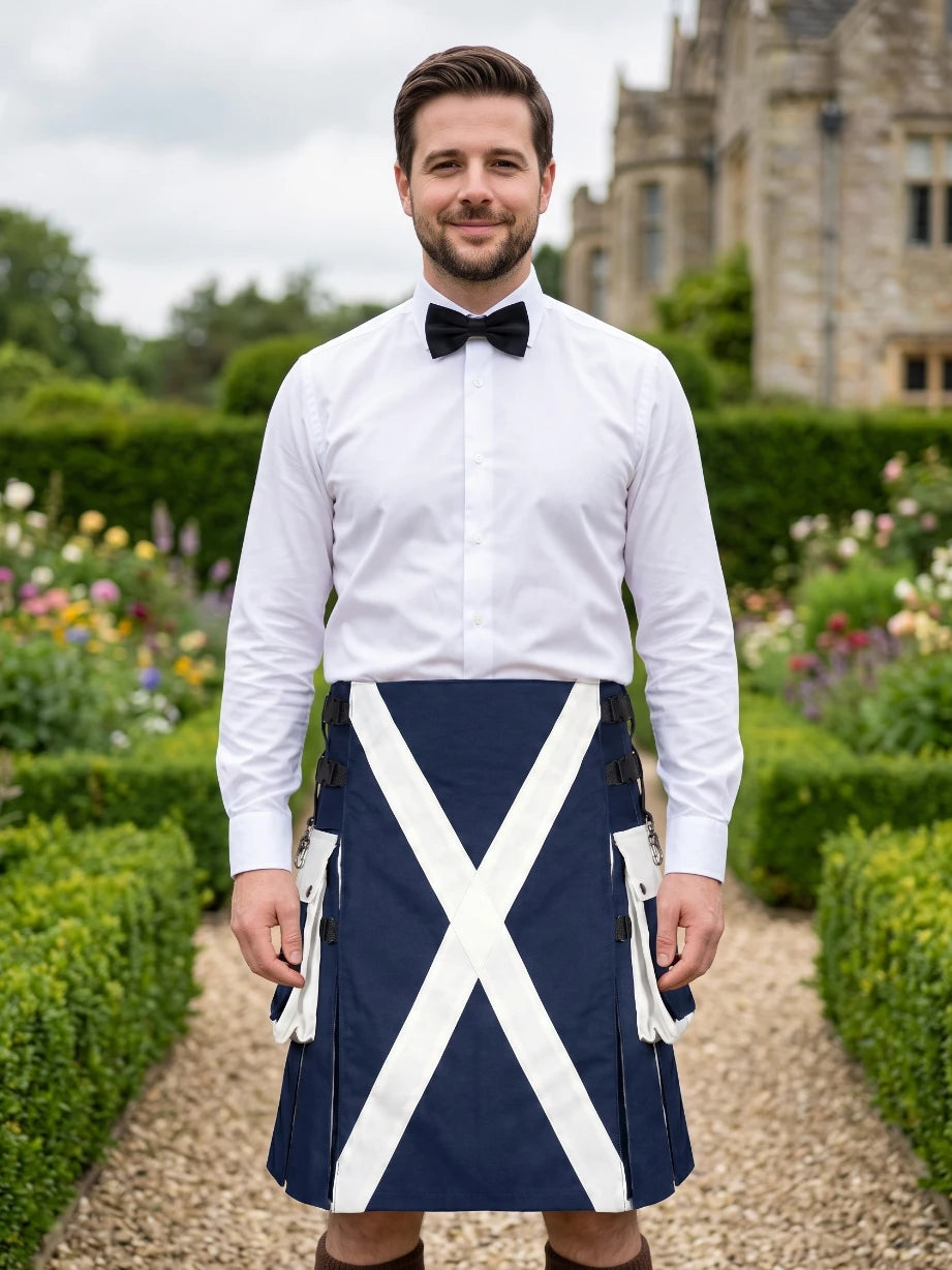 Kilt utility tradizionale con bandiera scozzese su misura