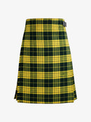 Green and yellow plaid kilt on a white background