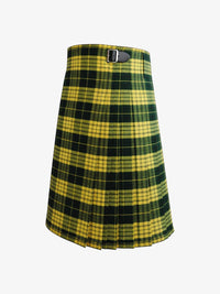 Green and yellow plaid kilt on a white background