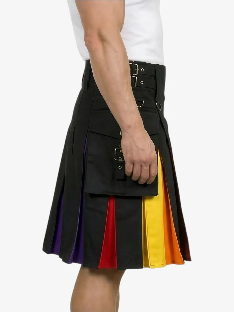 Gonna Arcobaleno Moderna con Pannello Laterale Giallo
