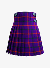 Purple plaid kilt with gray buttons on a white background