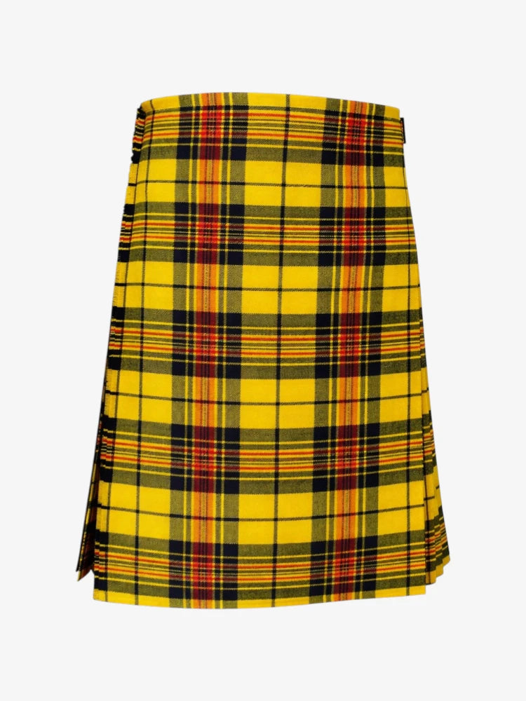 Yellow plaid kilt on a white background