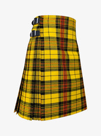Yellow and black plaid kilt on a white background