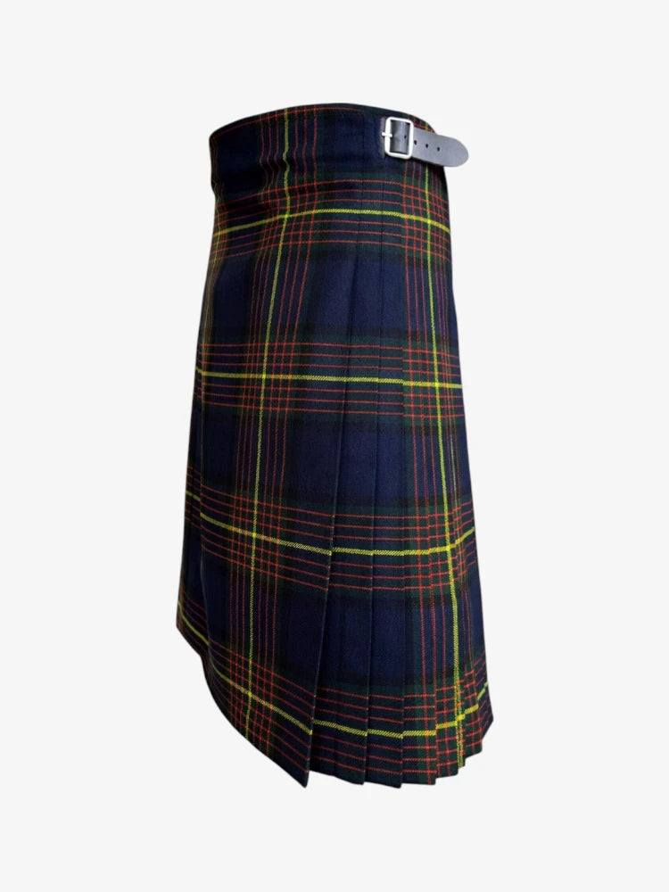 Plaid kilt with a belt on a white background