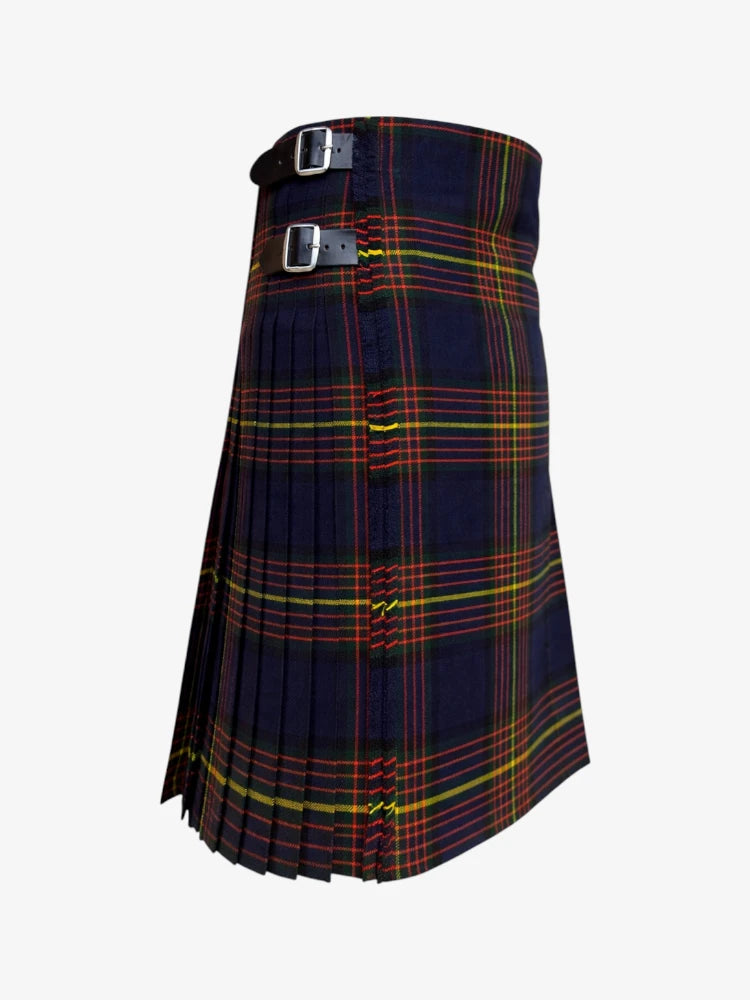Plaid kilt with a belt on a white background