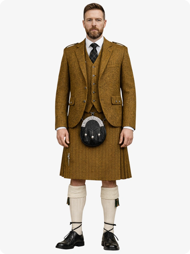 Kilt Tweed Giallo Senape con Giacca Argyle