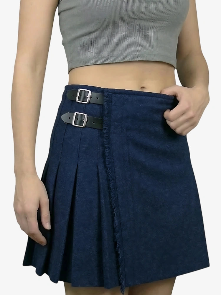 Kilt in Lana Blu Navy da Donna