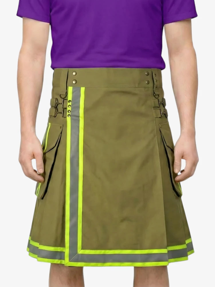 Kilt Vigile del Fuoco Verde Oliva Riflettente