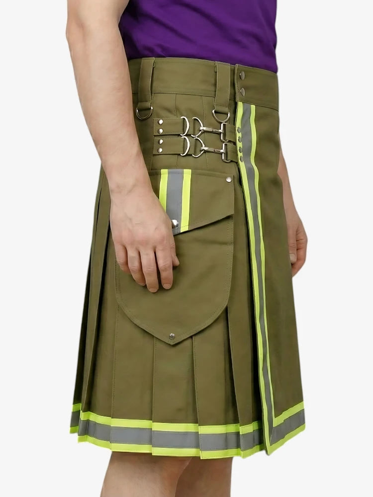 Kilt Vigile del Fuoco Verde Oliva Riflettente