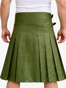 Olive Green pleated skirt worn by a person on a white background