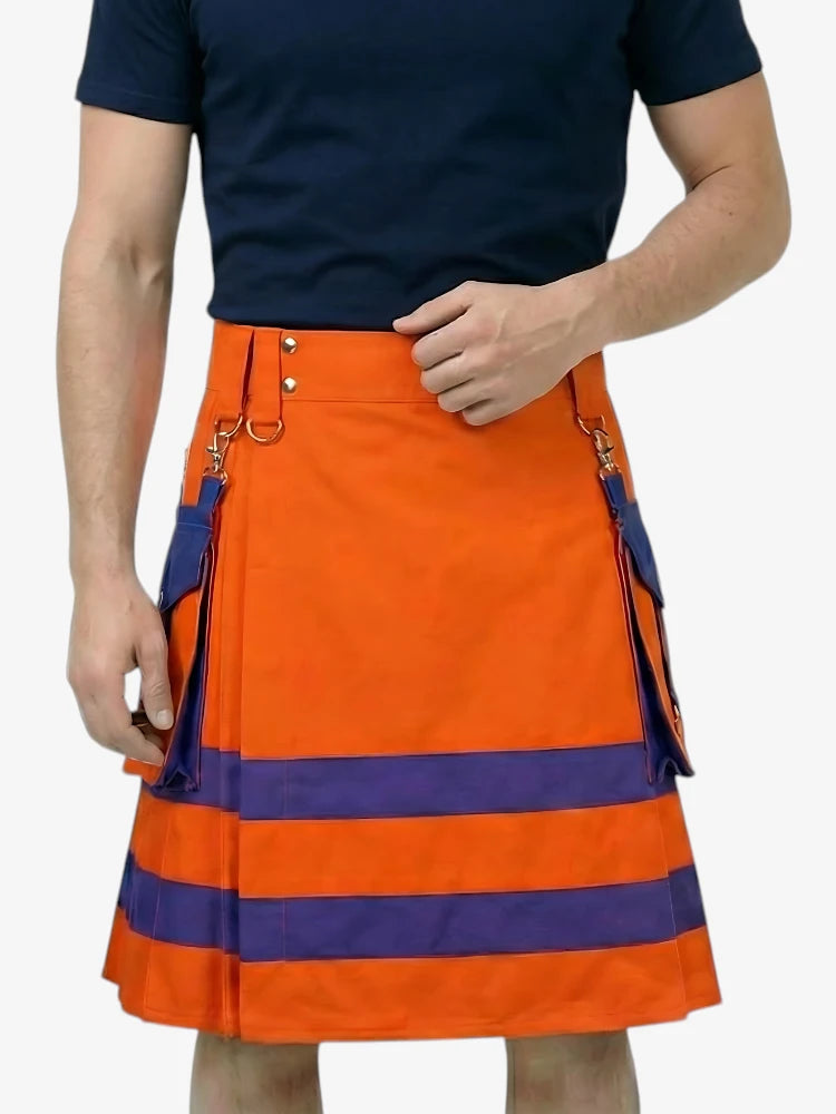 Kilt Utility Vigile del Fuoco Arancione e Viola