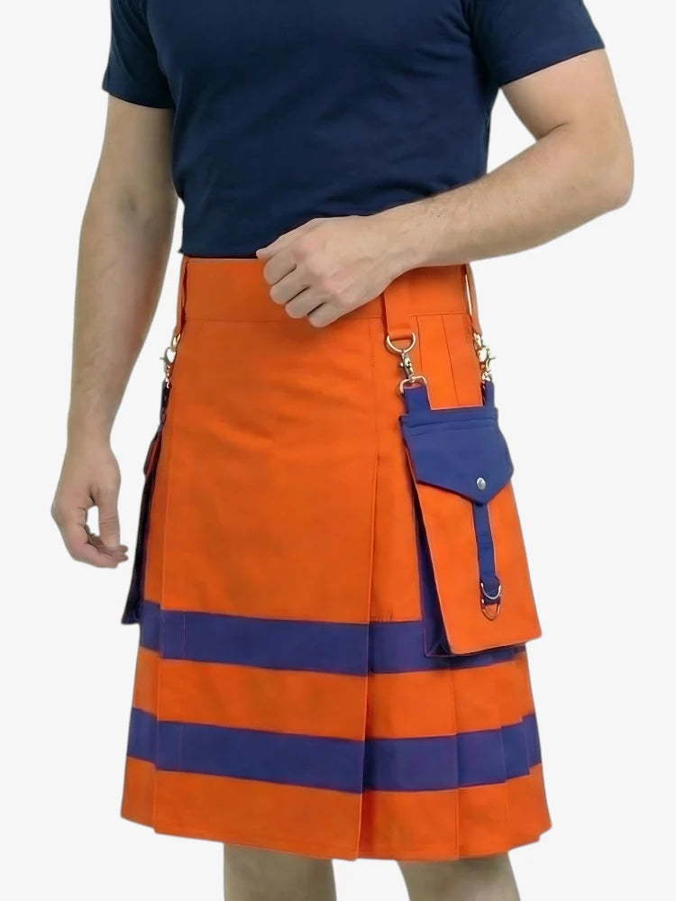 Kilt Utility Vigile del Fuoco Arancione e Viola