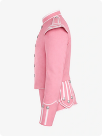 Pink Scottish Military Doublet Jacket with Silver Trim & Epaulettes