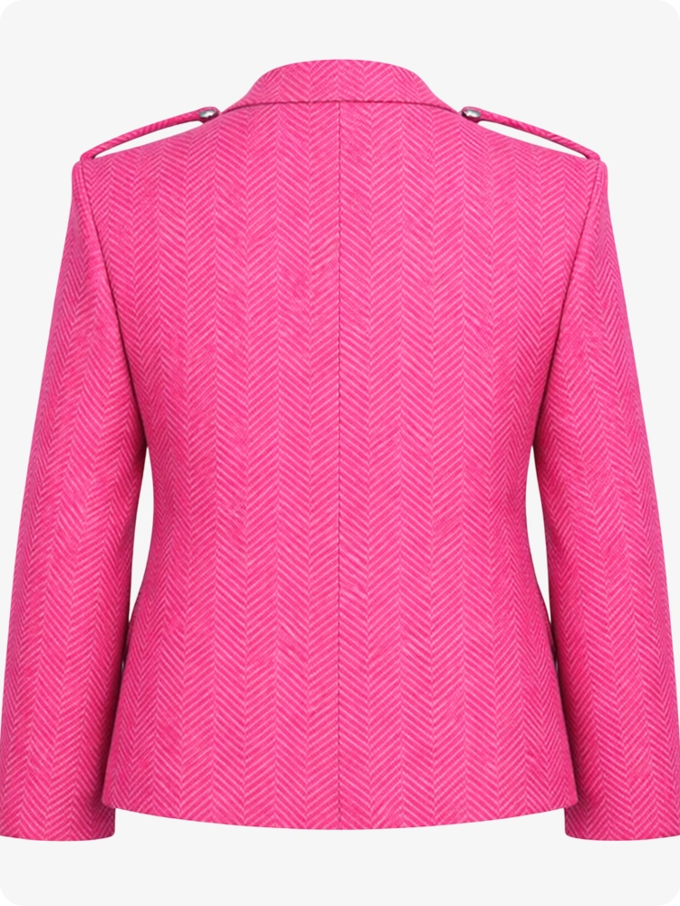 Pink jacket with a chevron pattern on a white background