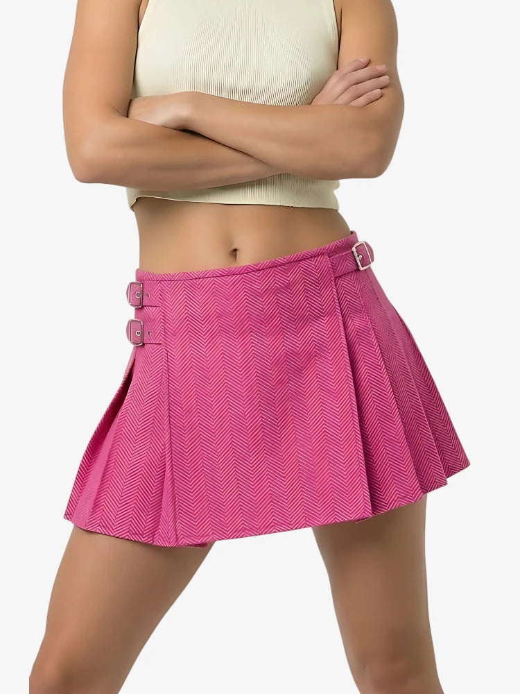 Kilt in Tweed Spina di Pesce Rosa da Donna