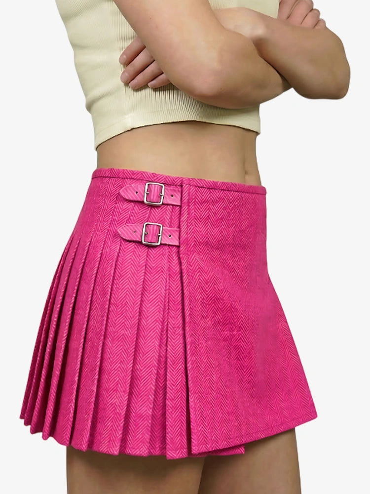 Kilt in Tweed Spina di Pesce Rosa da Donna