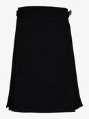 Plain Black Tartan Kilt Front