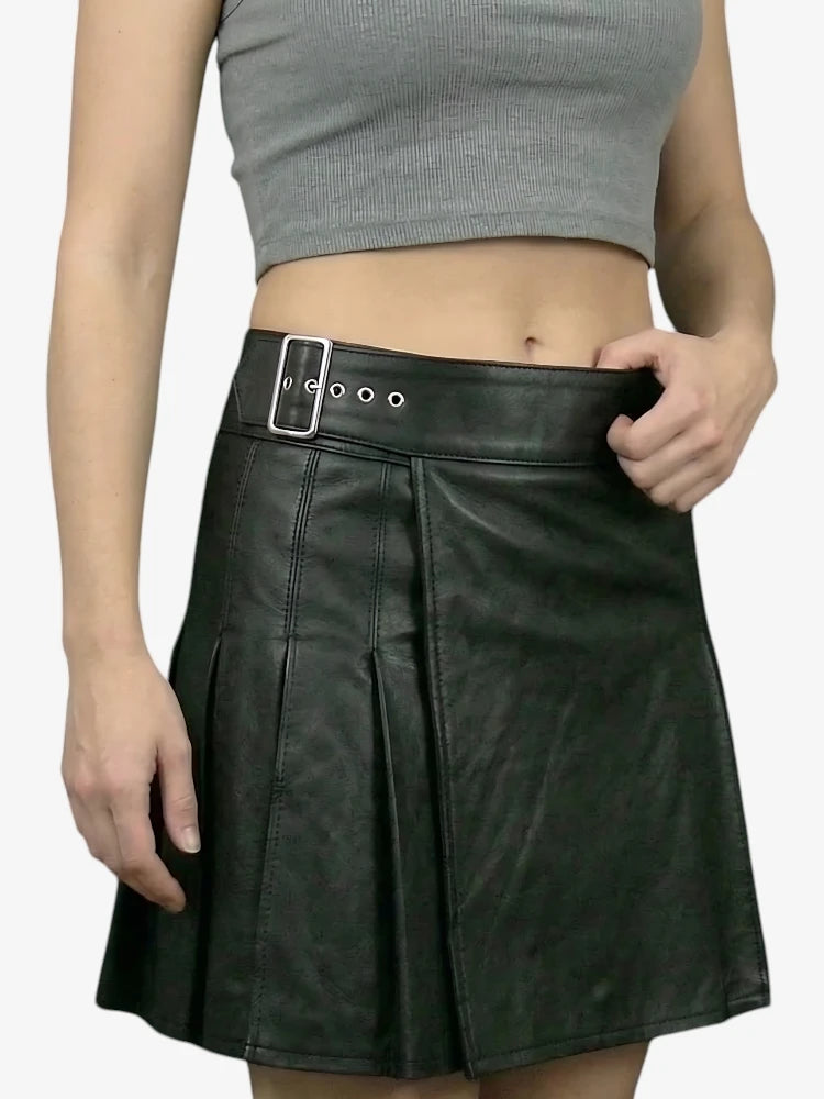 Kilt in Pelle Nera Premium su Misura da Donna
