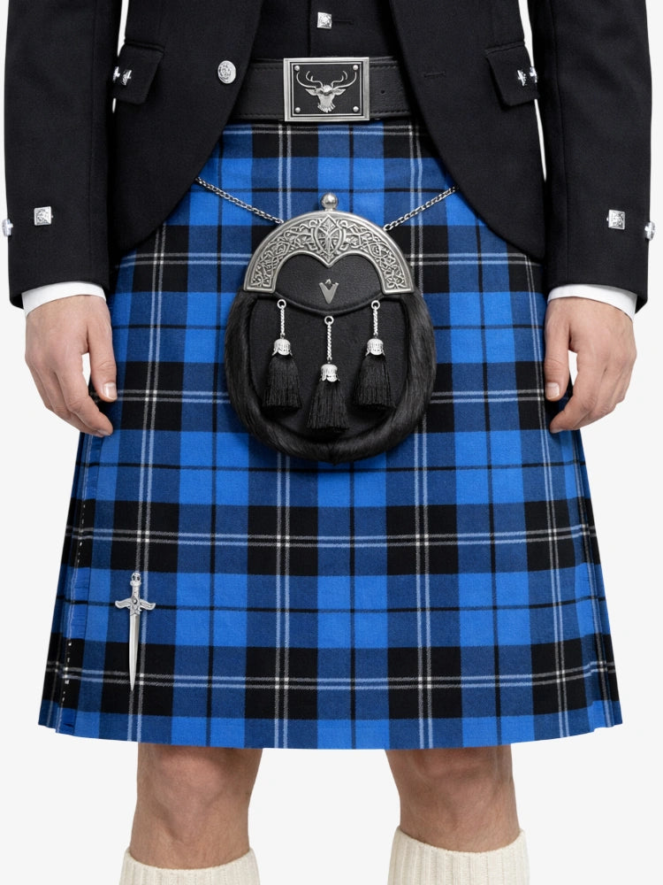 Ramsay Blue Tartan Kilt Model Front