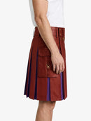 Red Leather Kilt With Purple Pleats Right