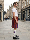 Red Leather Kilt With Purple Pleats Right Side