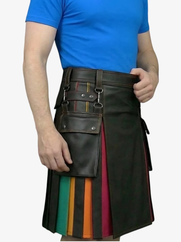 Kilt arcobaleno a pieghe rosse