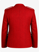 Red jacket with a chevron pattern on a white background