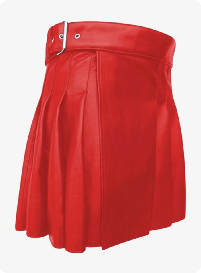 Custom Made Red Women Leather Kilt