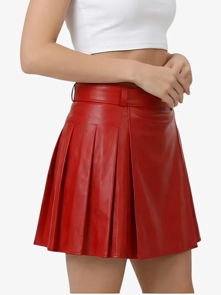 Kilt in Pelle Rosso su Misura da Donna