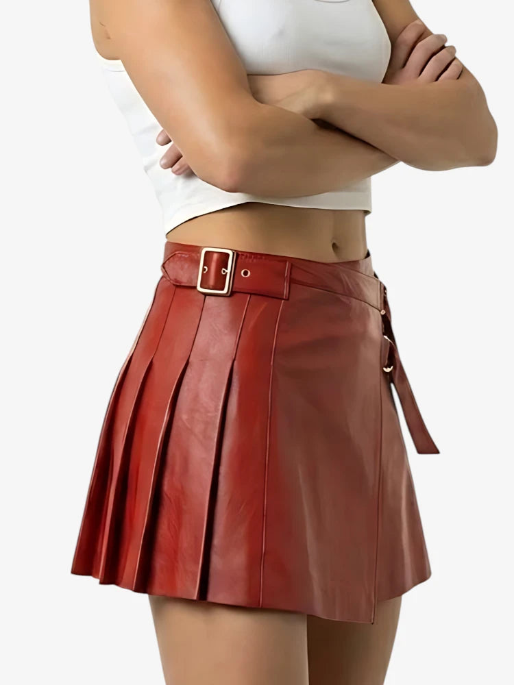 Kilt in Pelle Rosso di Alta Qualità su Misura da Donna