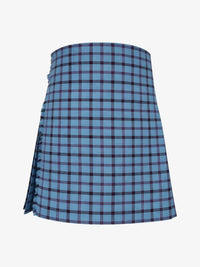 Blue plaid kilt on a white background