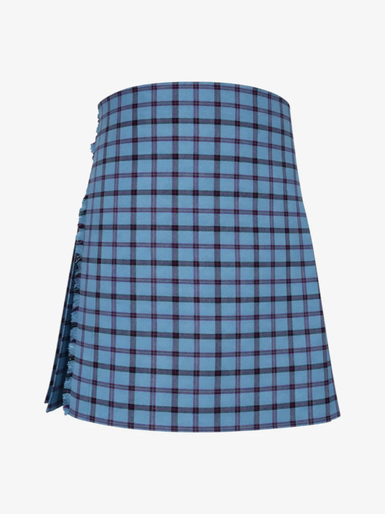 Blue plaid kilt on a white background