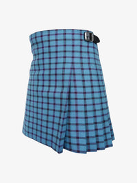 Blue plaid kilt with a belt on a white background