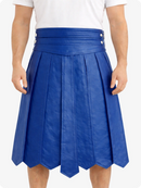 Royal Blue pleated skirt worn by a person on a white background