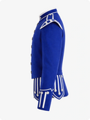 Royal Blue Scottish Military Doublet Jacket with Silver Trim & Epaulettes