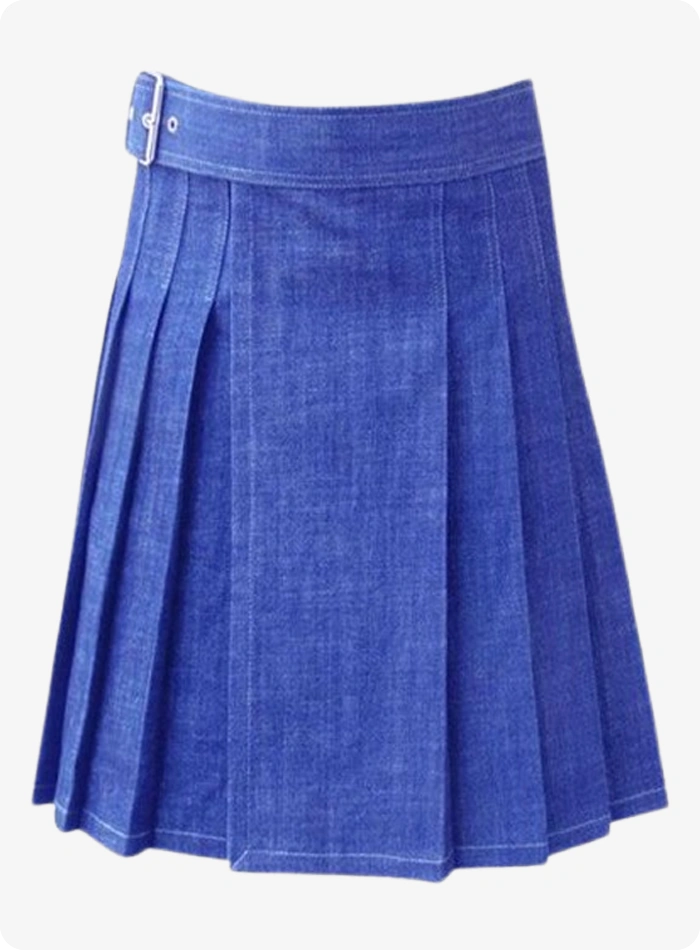 Scottish Blue Women Denim Kilt