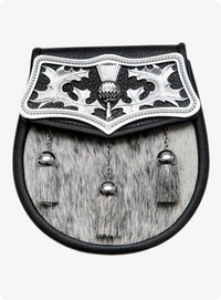 Semi Dress Black Sealskin Large Thistle Plate Sporran Antique Finish