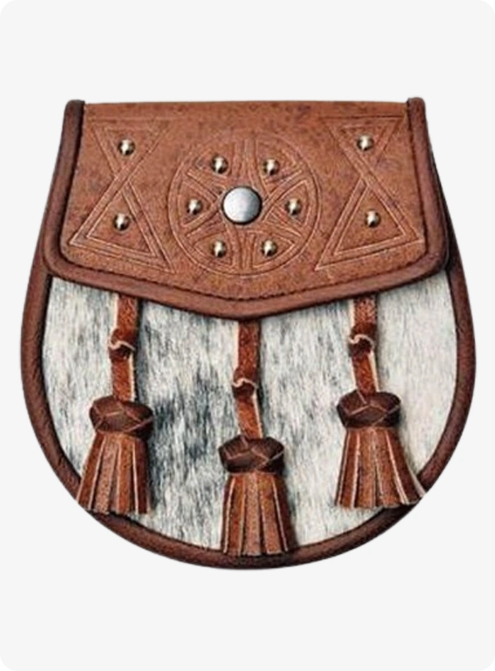 Semi Dress Natural Sealskin Khaki Circular Studded Sporran